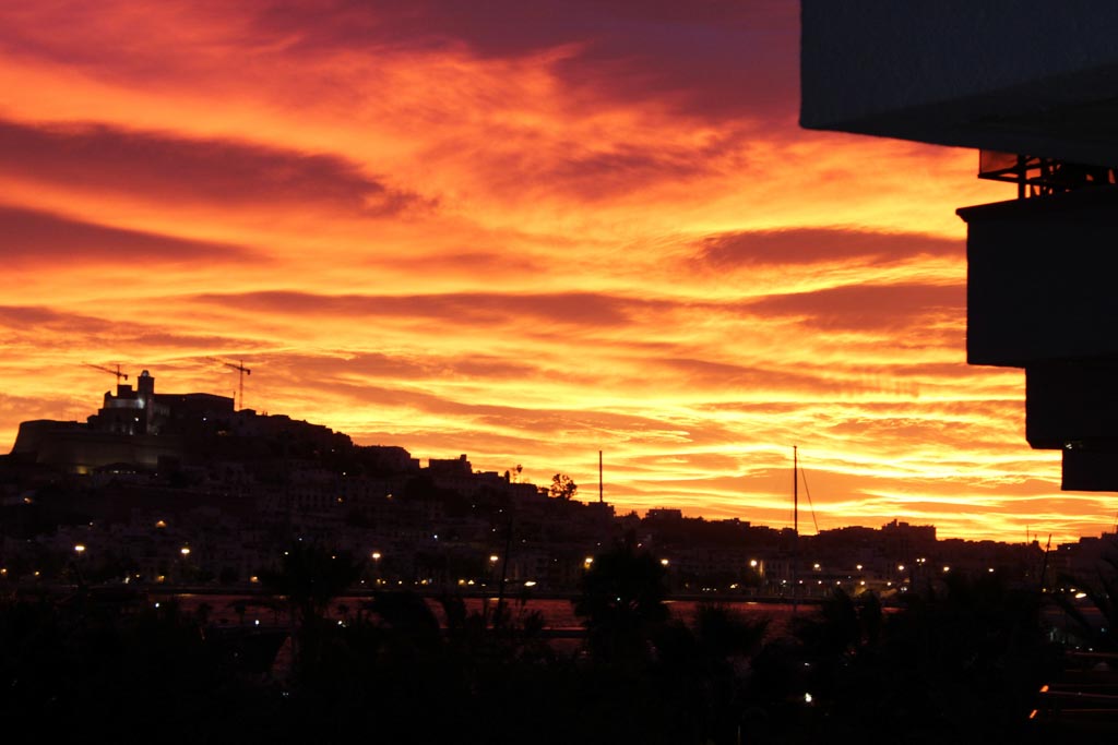 partial view of ibiza'old' town from the terrace